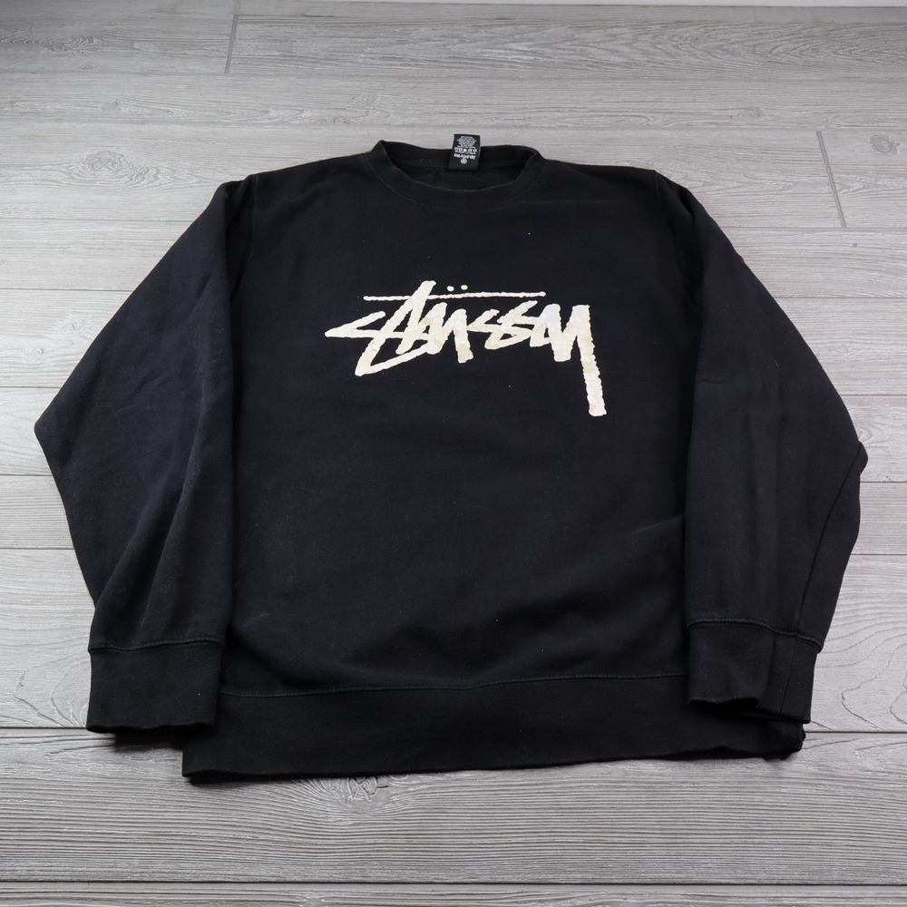 Stussy Graphic Logo Crewneck Sweatshirt Men's L Black Made in USA